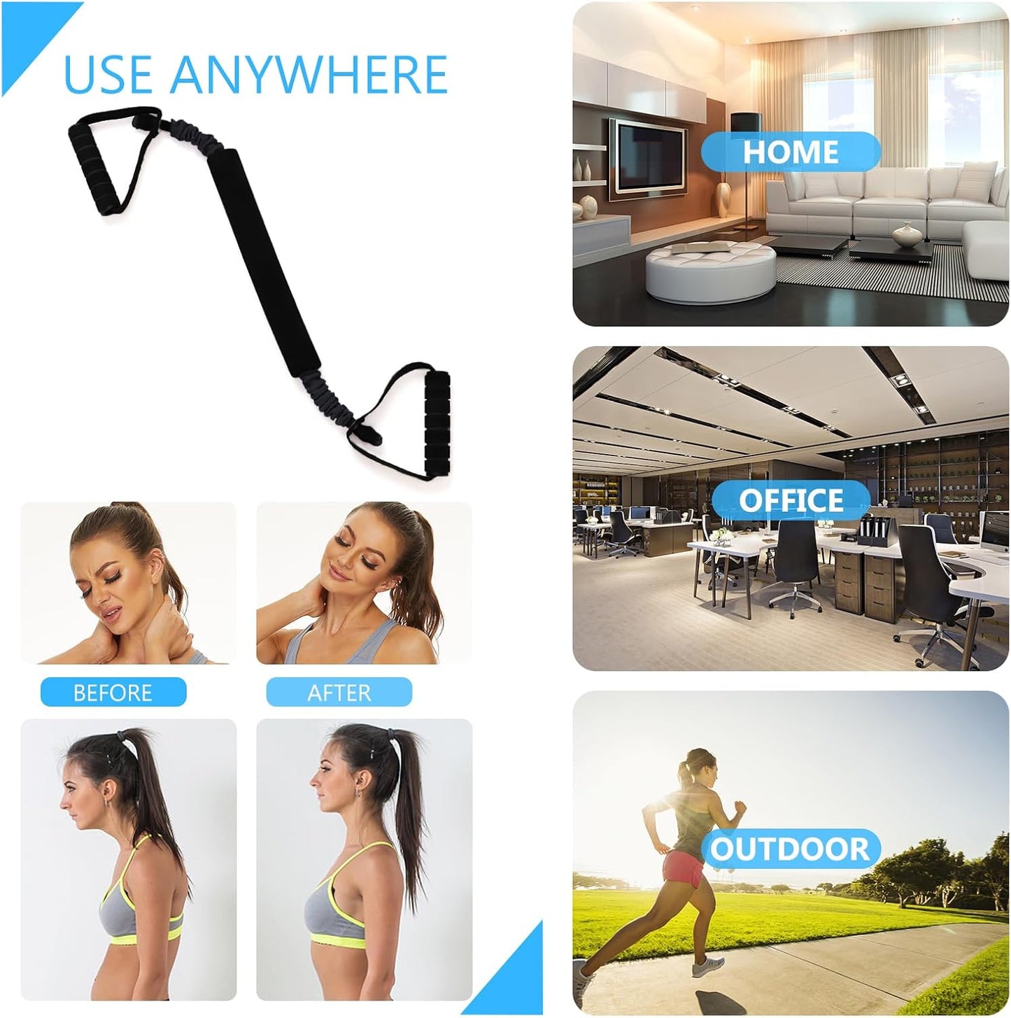 Neck Stretcher Exerciser, FSA/HSA Eligible, Cervical Traction Device for Neck Pain Relief and Spine Alignment. Portable Neck Traction Exerciser for Home/Office, Neck and Shoulder Relaxer Easy to Pull.